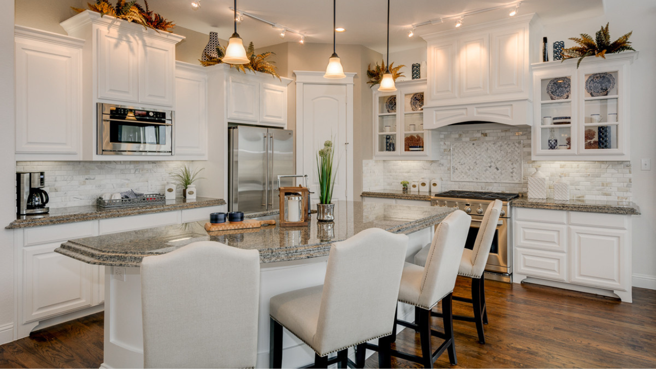 Modern kitchen with quartz island